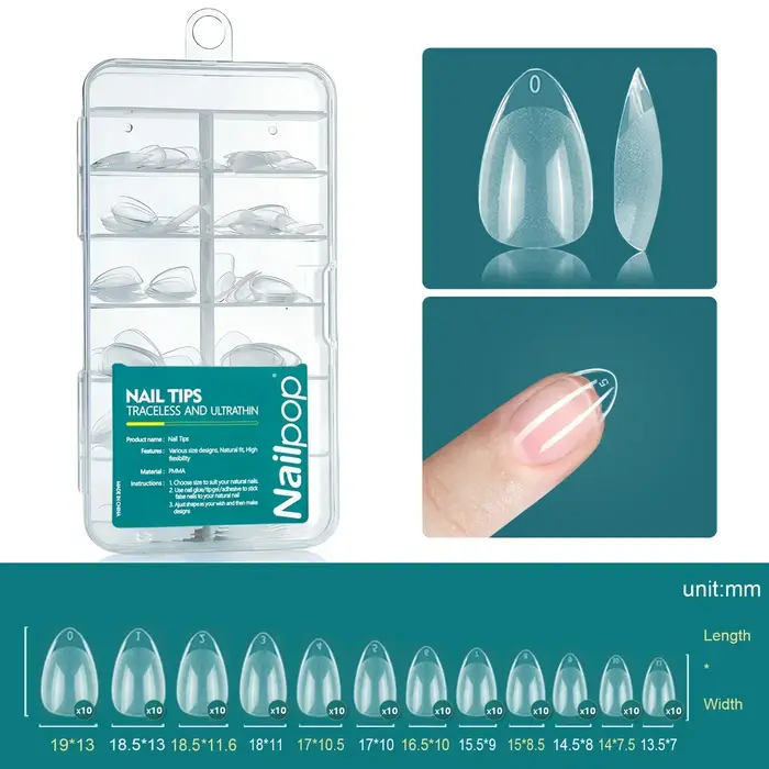 Nailpop 120 pièces ongles acryliques fausse Capsule courte cercueil d'amande carré Extension d'ongle artificiel pointes
