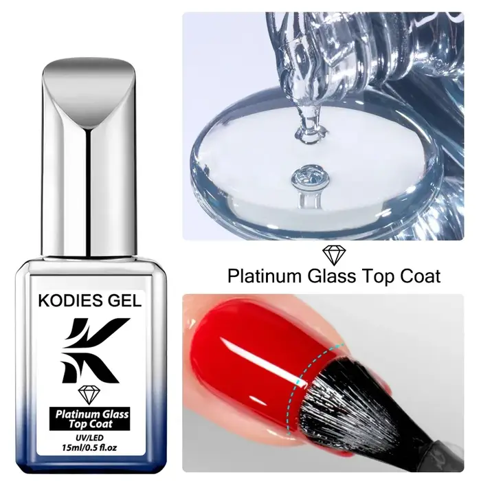 KODIES GEL diamant couche de finition sans lingette Gel vernis à ongles 15ML Semi Permanent platine verre brillant plus épais Gellak supérieur pour manucure Art