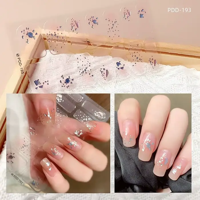 INS à la mode 14 bandes Gel ongles autocollants Semi-durci couverture complète Patch