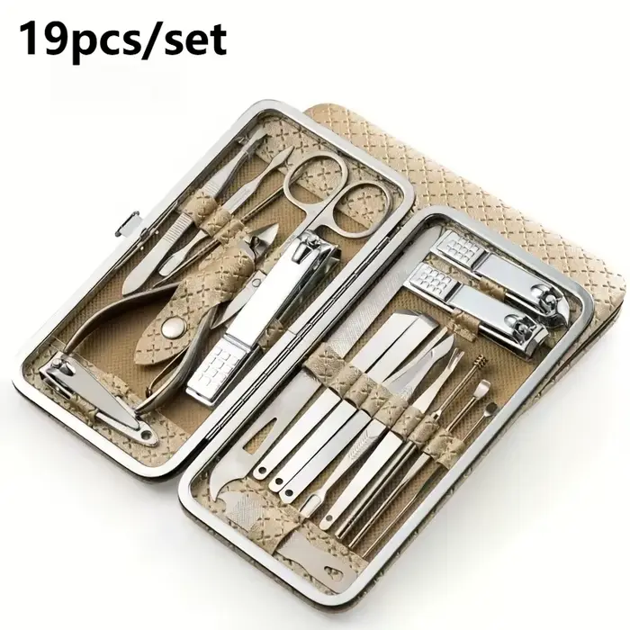 Ensemble d'outils de manucure et de pédicure 19 pièces/ensemble avec boîte de rangement