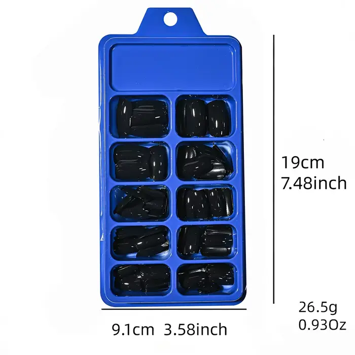 120 faux ongles noirs brillants par boîte