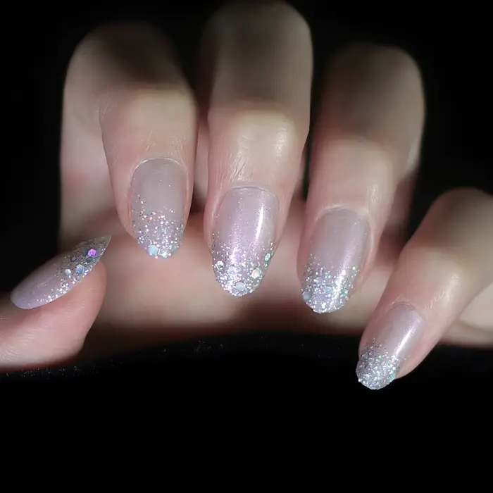 Faux ongles holographiques de forme narpour femme