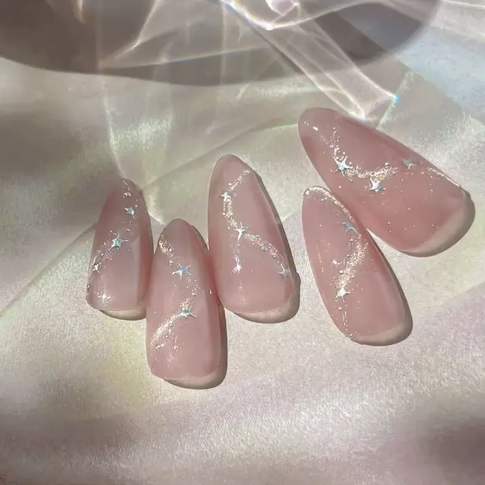 Autocollants pour ongles en forme de chaîne d'étoiles de luxe