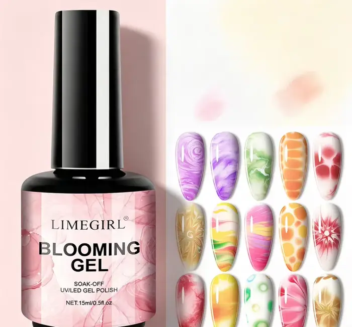 LIMEGIRL 15ML Gel floraison des ongles UV trempage propagation fleur de marbre effet d'épandage fonctionnel Nail Art