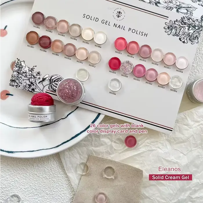 Eleanos Straberry rose marron 26 pièces Gel crème solide vernis Gel de peinture professionnelle avec nuancier pour Nail