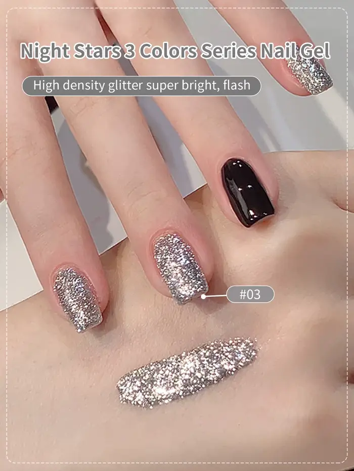 Vernis à ongles d'hiver à paillettes réfléchissantes