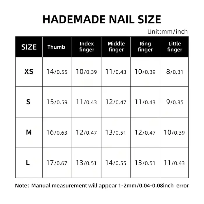 Kit de 10 faux ongles ovales moyens faits à la main
