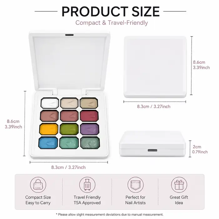 Palette de crème gel pour nail art en 12 couleurs | Peinture gel UV hautement pigmentée pour la décoration des ongles |