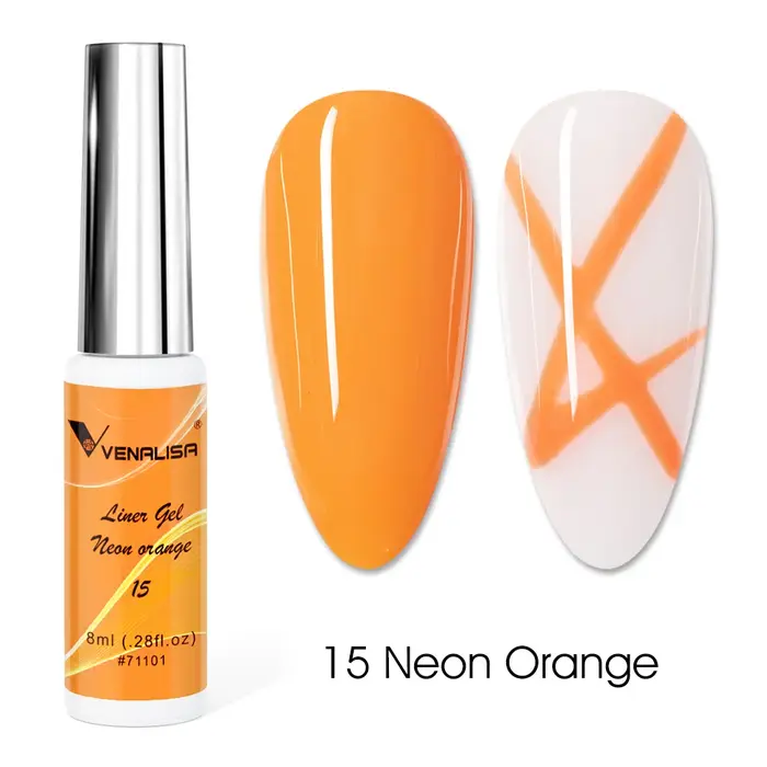 VENALISA Liner Gel 8ml 21 couleurs-Gel de peinture pour Nail Art avec pinceau fin pour pointes françaises