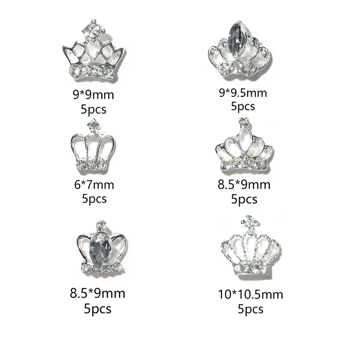30 pièces de breloques de couronne exquises pour ongles