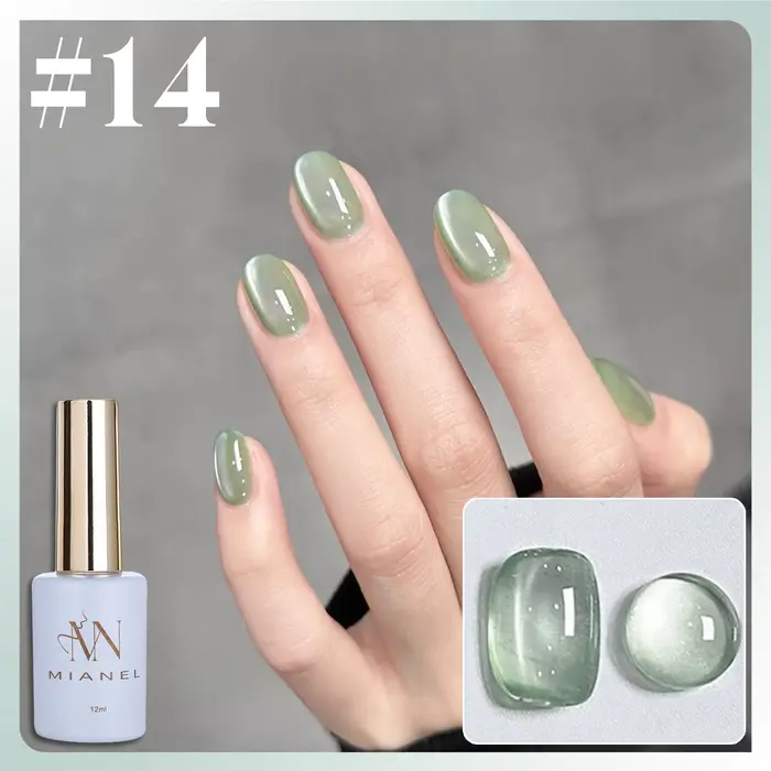 MIANEL 12ML 2026 Nouveau Vernis à Ongles Gel Magnétique Effet Œil de Chat Perles de Verre Bleues