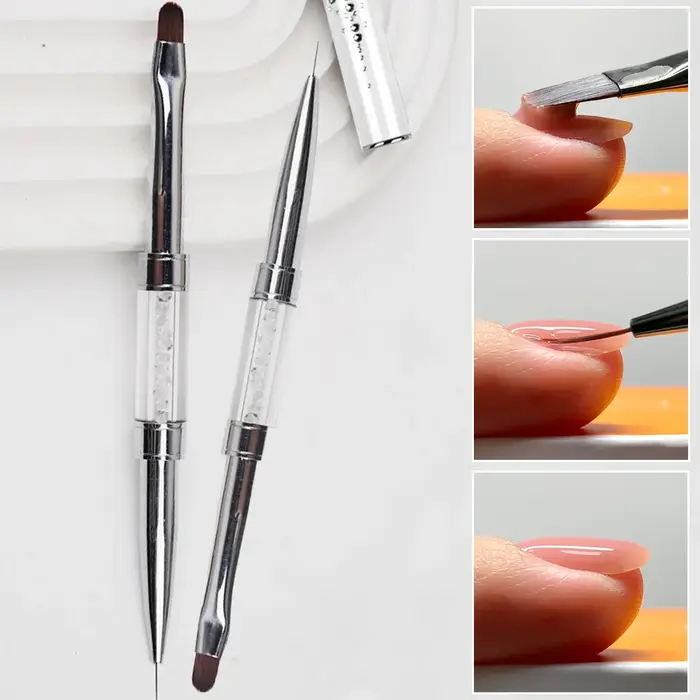 Brosse professionnelle de conception de Construction d'ongles à double extrémité