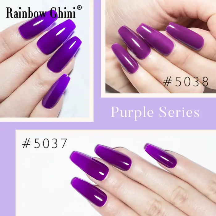 Rainbow Ghini 15ml Purple Series Gel Nail Polish SemiPermanent Nude Glitter UV LED