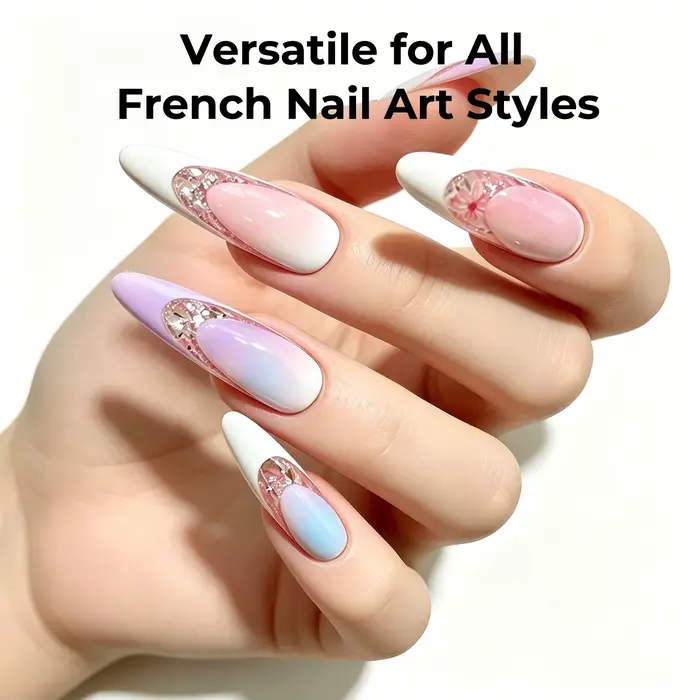 Nailpop 3D Layered French Nail Dual Form Oval Clear 15 Sizes Upgrade Creative Space Layering System One Step