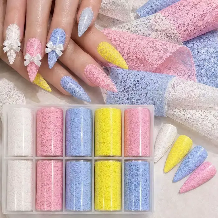 Autocollants pour ongles en dentelle à la mode
