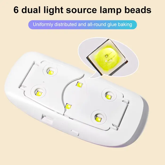 Mini lampe de séchage des ongles portable, 6 LED, lampe UV pour le séchage du vernis, vernis gel ave