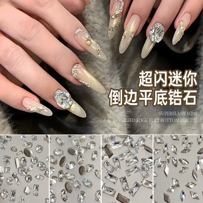 Mini strass blanc/rose/champagne or, 100 pièces, Zircon Flash inversé, fond plat, accessoires de lux