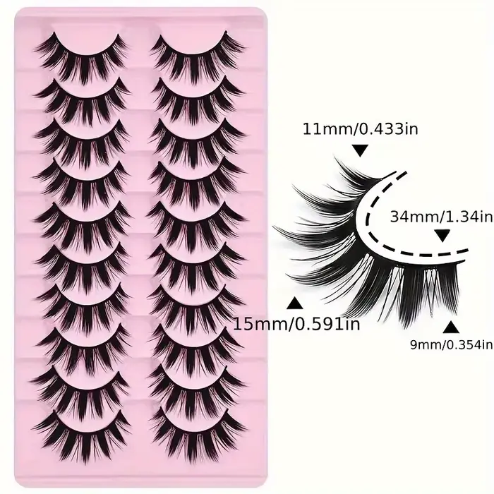 10 paires de faux cils, extensions de cils épais, outils de maquillage pour les yeux réutilisables (