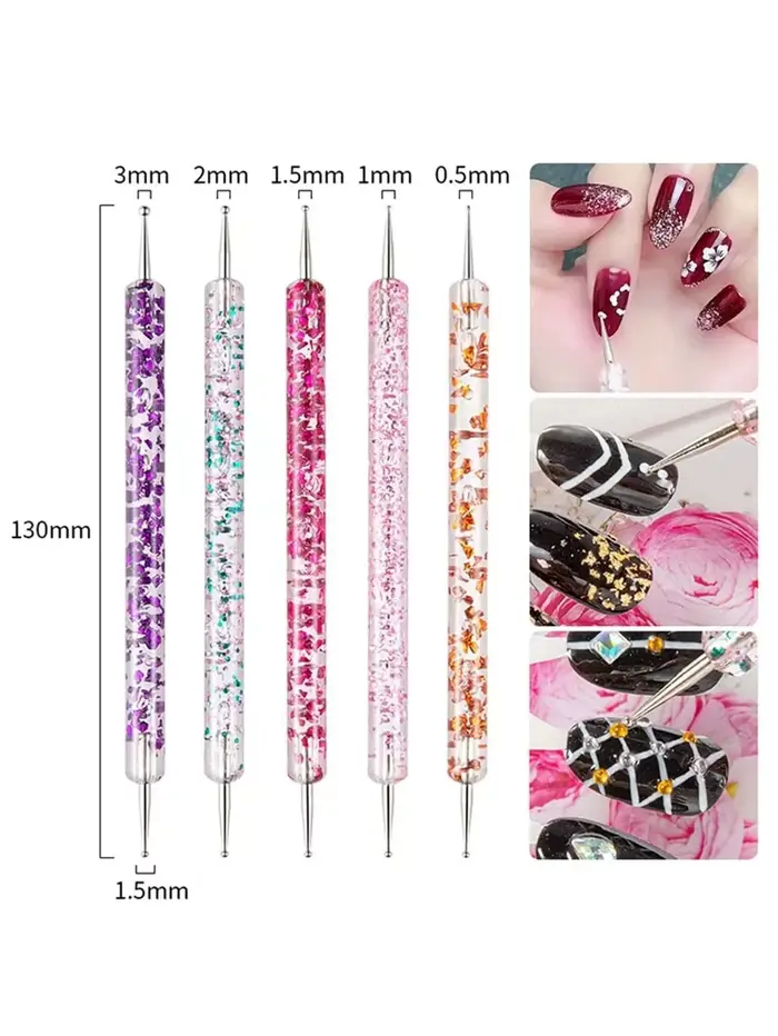 6/31 pièces Nail Art brosse conception pointe peinture dessin sculpture pointillage stylo FlatFan Liner acrylique Gel UV vernis outils d'art des ongles