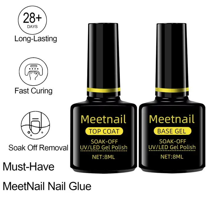 Lot de 2 vernis gel UV (base et top coat) sans résidu