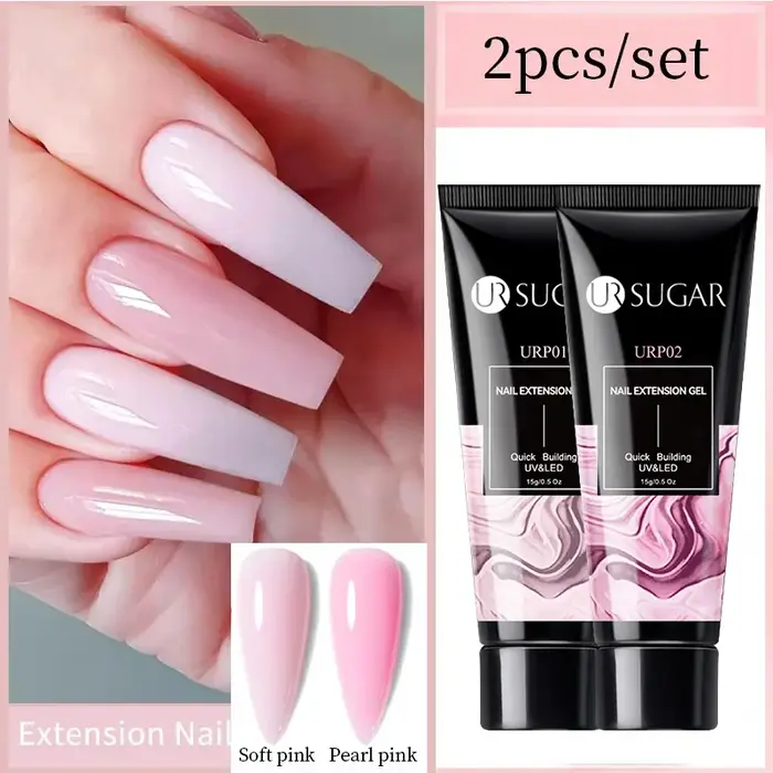 UR SUGAR 1/2 pièces 15ml Gel d'extension d'ongle tremper UV LED acrylique cristal blanc clair Gel nu vernis à ongles Gel de Construction UV
