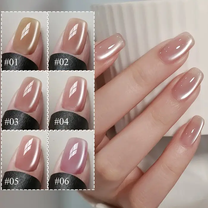1-12pcs SHAKA Vernis à ongles en gel transparent couleur rose œil de chat Tanhua Automne 2026 Nouveau Simple et généreux
