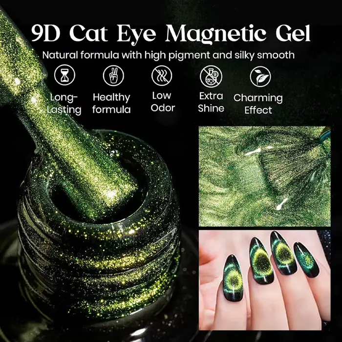 Vernis à ongles Gel œil de chat vert 10ML vernis Gel à tremper cristal galaxie Gel oeil de chat adapté aux Salons de manucure Nail Art