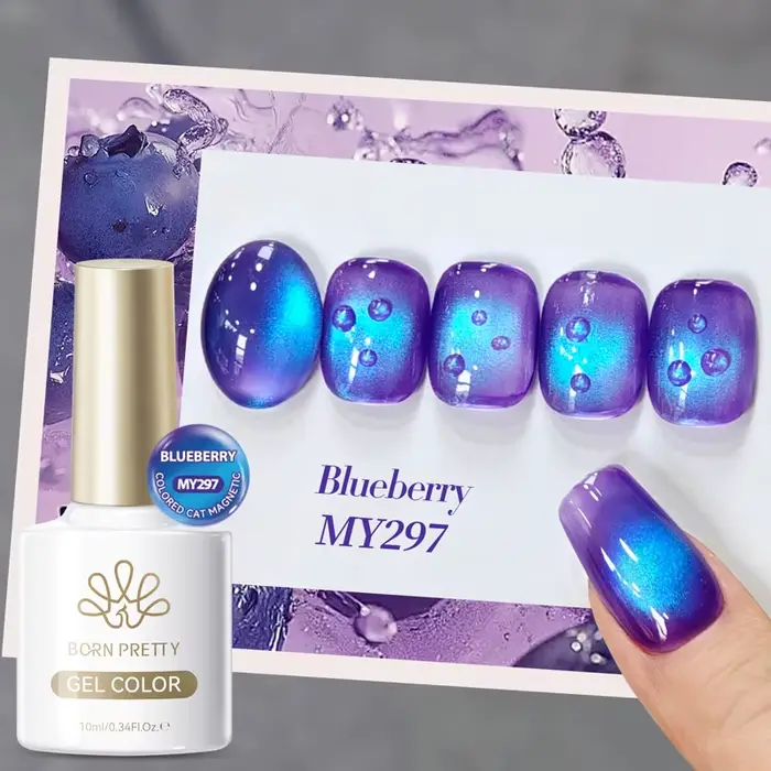 BORN PRETTY 10ml myrtille chat Gel magnétique vernis à ongles série fruits d'été vert bleu violet Ge
