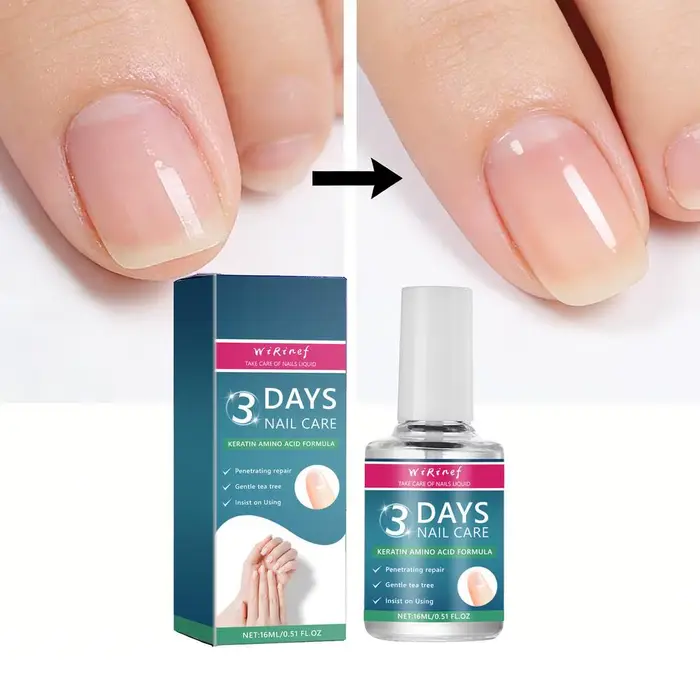 Huile de Soin des Ongles 3 Jours Formule Kératine Acides Aminés Séchage Rapide Effet Salon 90s Brillance Intense Sans Écaillage Hydratation Profonde Renforceur d'Ongles