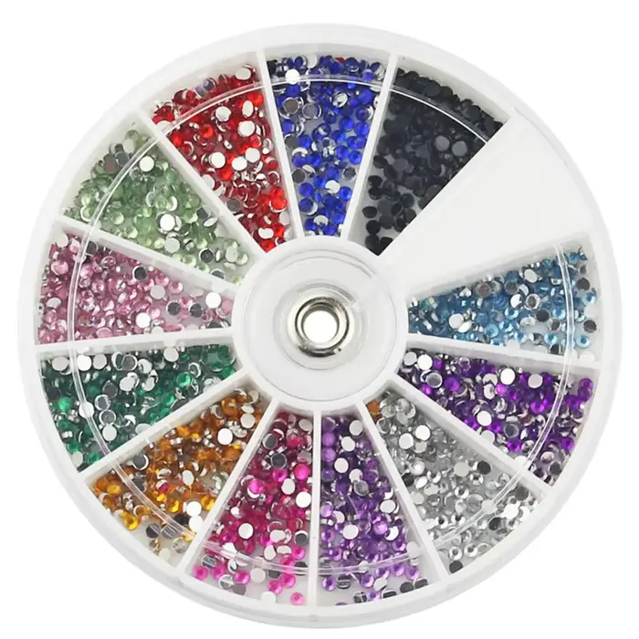 Strass 3d en pierre brillante pour ongles, 12 couleurs mélangées, 1.5MM,2MM,3MM, petites perles, man