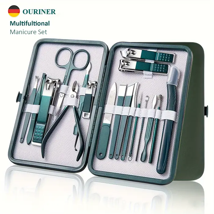 Kit de manucure et pédicure professionnel en acier inoxydable, ensemble de coupe-ongles avec étui de