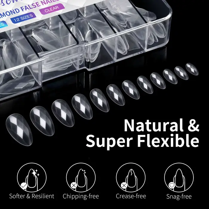 Nouveau 120/140 pièces carré amande cercueil ongles Extension conseils naturel clair couverture comp