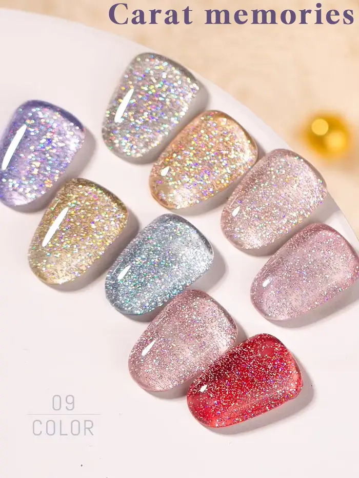Nouveau Gel à Ongles Scintillant Sept Couleurs Effet Diamant Broyé Été-Automne 2026