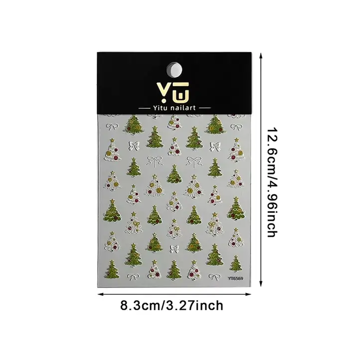 Autocollants pour ongles en forme d'arbre de noël