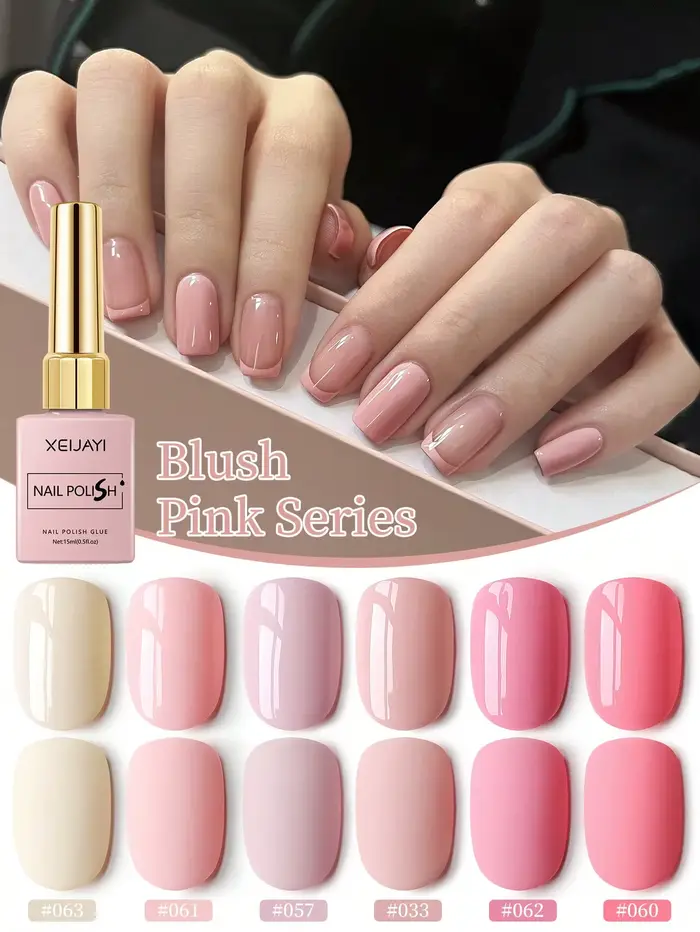 1/6 pièces de vernis gel rose poudré