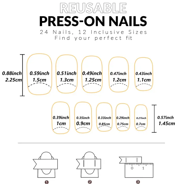 24 pièces français flash bordure blanche fleur de cerisier strass faux ongles ensemble d'ongles blan