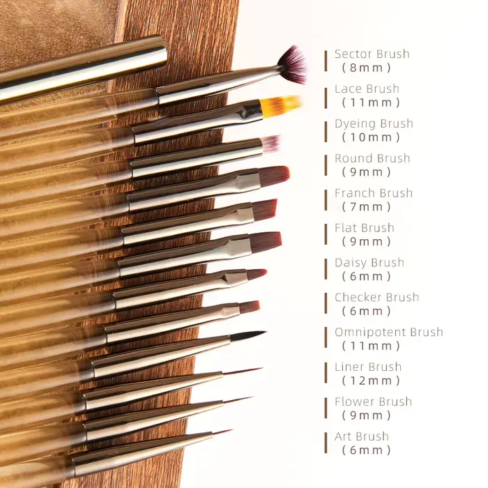 Nouveau 12 pièces ensemble de pinceaux pour Nail Art outils de Salon de manucure ambre dégradé métal UV Gel peinture