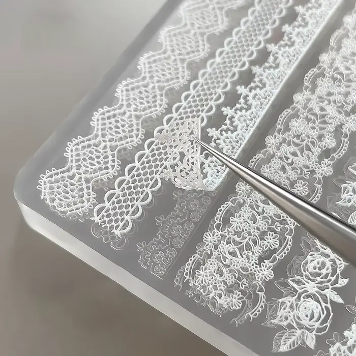 Moule à ongles en silicone souple 3D, motif dentelle creuse, fleur de rose, pour sculpture d'ongles 