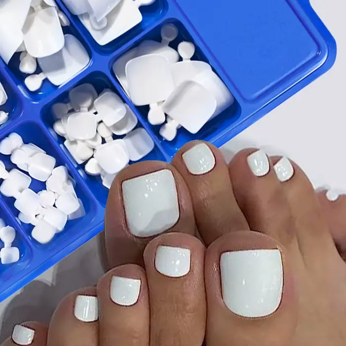 100 pièces court carré faux ongles conseils couverture complète blanc artificiel faux ongles acryliq