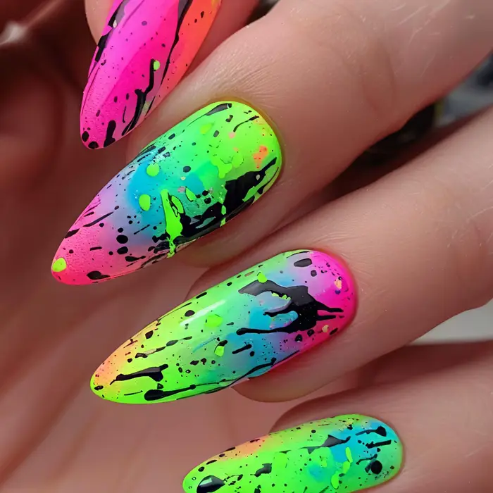 24 pièces/ensemble court moyen long faux ongles dégradé violet jaune bleu coucher de soleil y2k carr