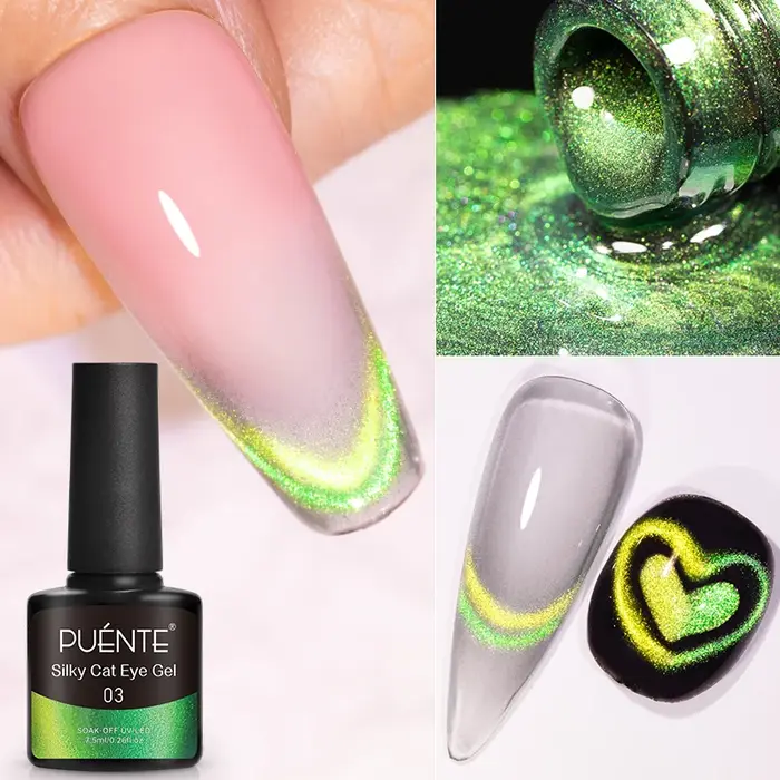 Vernis à ongles Gel magnétique chat blanc scintillant