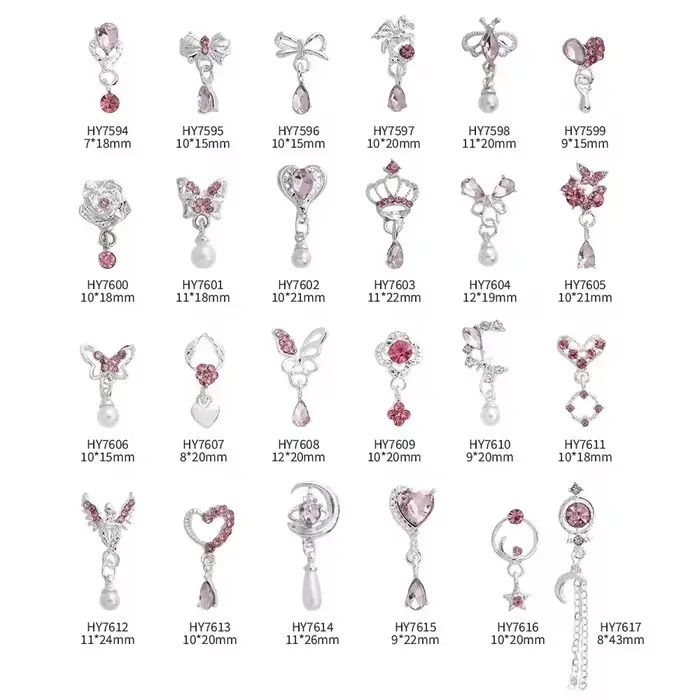 10 pièces Super Flash papillon amour pendentif ongles accessoires Nail Art Luxu alliage rose diamant