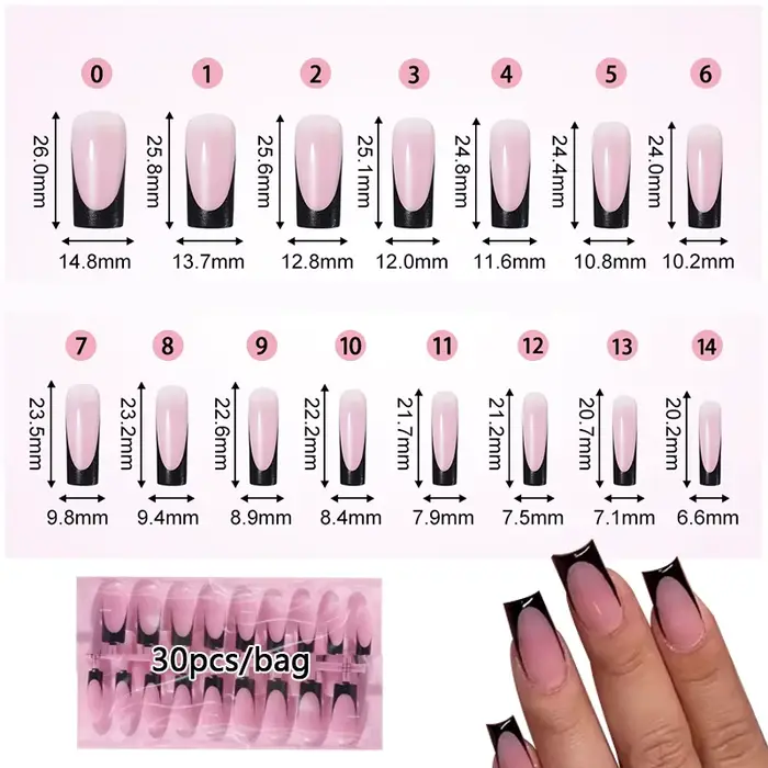 30 pièces pointes d'ongles carrées été français dégradé faux ongles d'orteil portable court carré pi