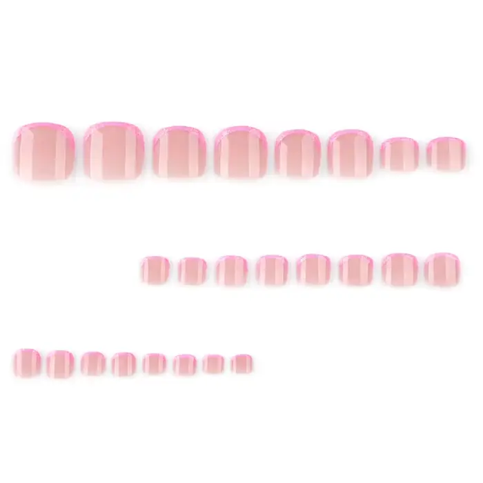 24 faux ongles réutilisables adhésifs pour les orteils