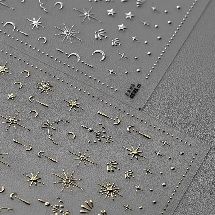 Autocollant 3D étoile/argent/soleil/lune bronzant pour Nail Art, Styles Laser étoile lune, décalcoma