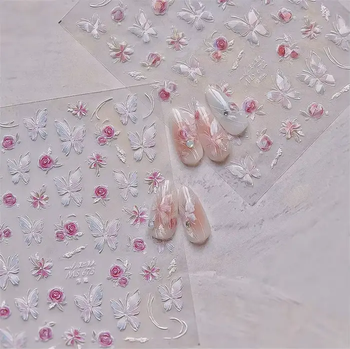 Gelée papillon 5D Nail Art autocollant strass cristal charmant brillant insectes animaux bricolage a