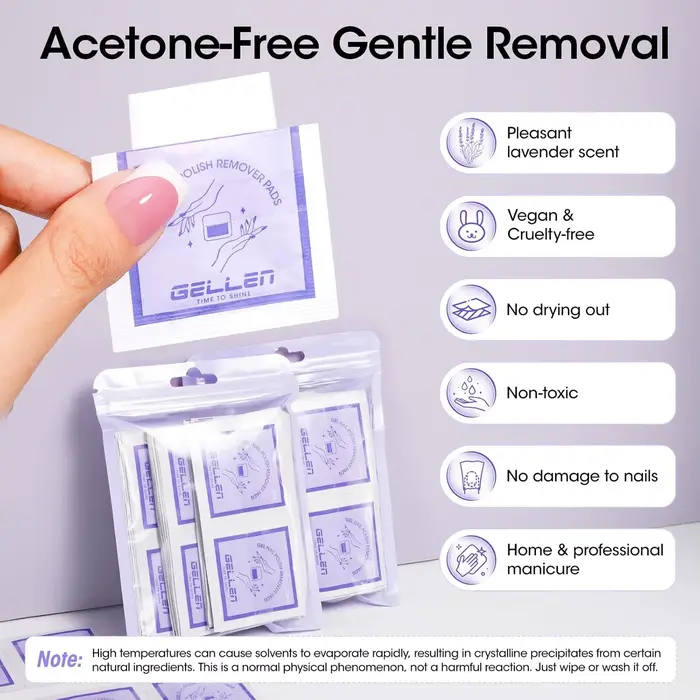 GELLEN 100 Lingettes Dissolvantes pour Vernis à Ongles