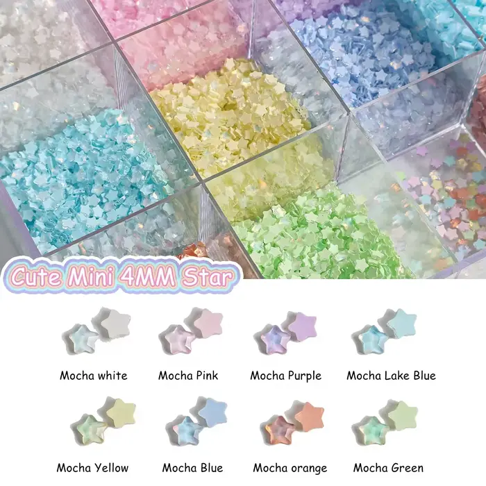 100 pièces mignon Mini moka couleur étoile 4MM dos plat verre cristal Nail Art strass bricolage manu