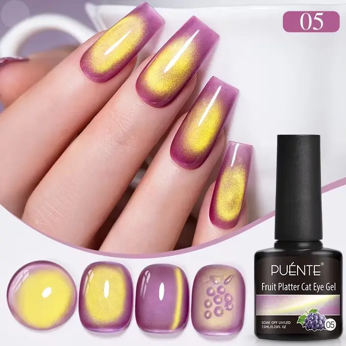 Vernis à ongles Gel magnétique chat série fruits d'été 7.5ML vert violet rose Gel oeil