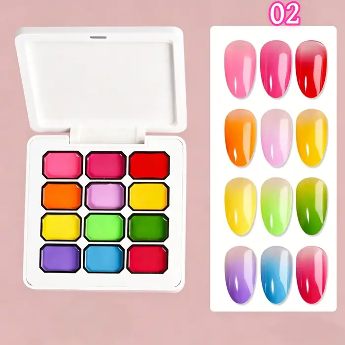 Vernis à ongles solide 12 couleurs, gel de peinture Pat Gel, gel brillant dégradé, pour la création 
